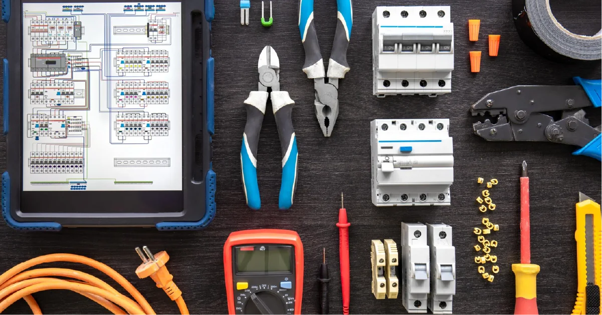 Grupo de herramientas eléctricas sobre una mesa