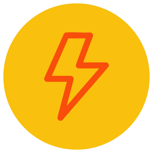 icono de electricidad en un circulo amarillo